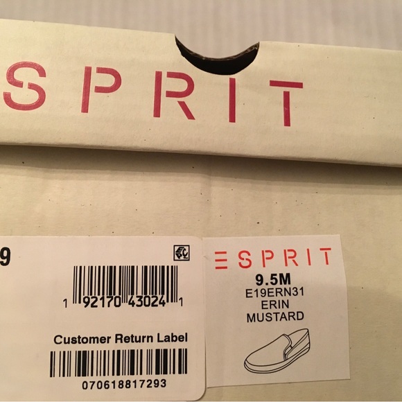 NWT Women’s Esprit Erin Perforated Mustard Gold Slip-On Espadrilles Size 9.5 - Picture 2 of 8